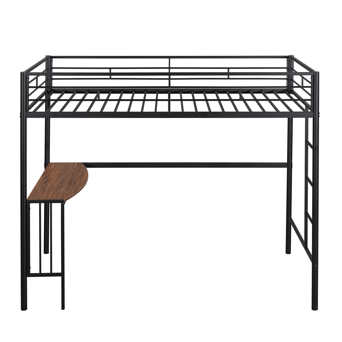 Metallic Black Bunk Bed with Desk and Full Over Twin Configuration