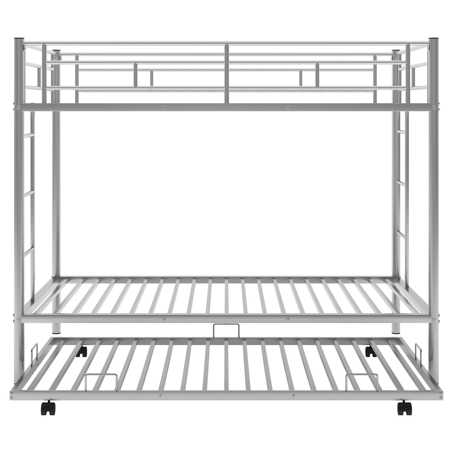 Silver Metal Twin Bunk Bed with Trundle - Smart Space-Saving Solution