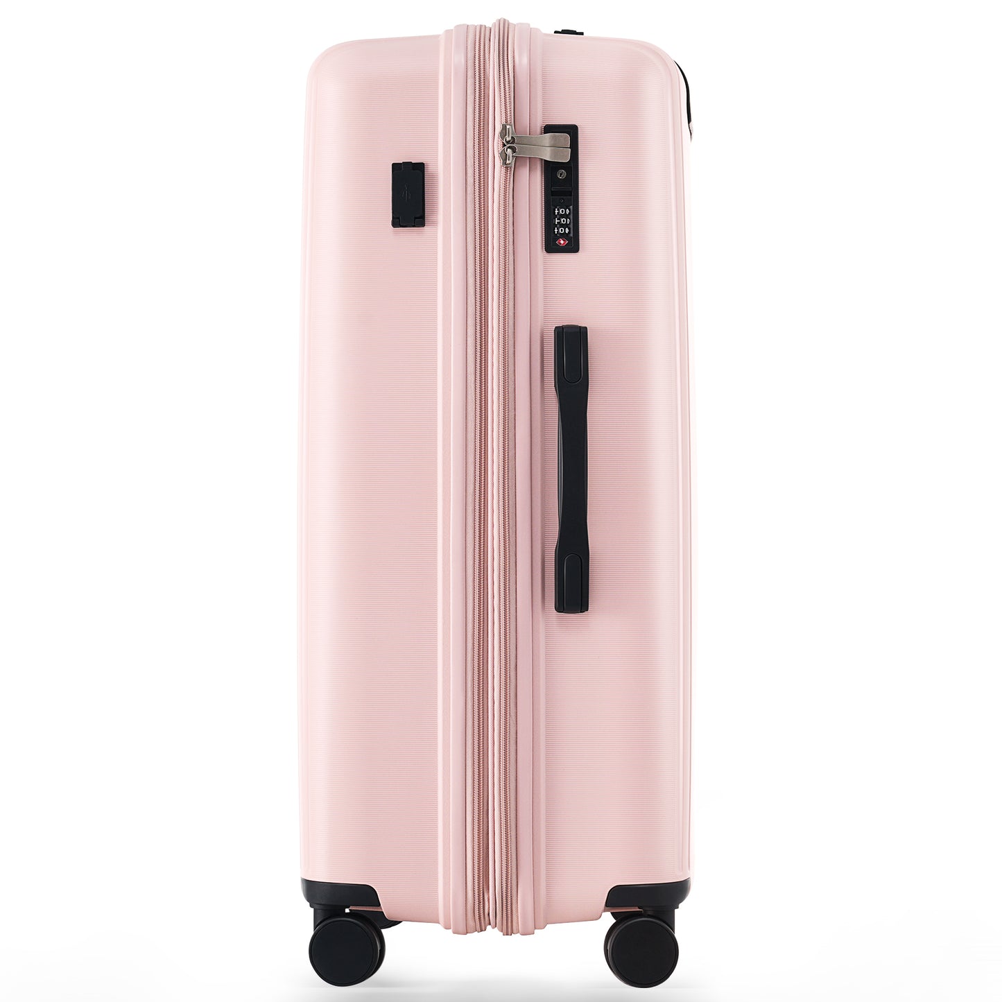 Luggage Sets 3 Piece Suitcase Set 20/24/28 with USB Port,Carry on Luggage Airline Approved,PP Lightweight Suitcase with Spinner Wheels, Pink