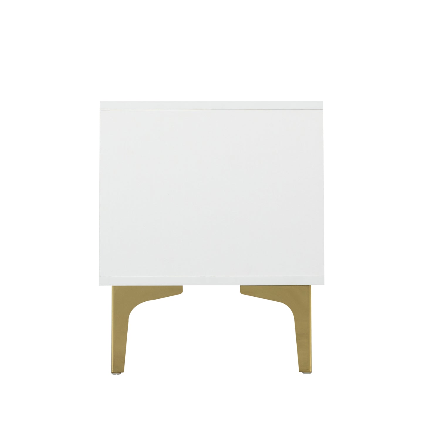 Modern White TV Console with LED Lights and Gold Metal Legs