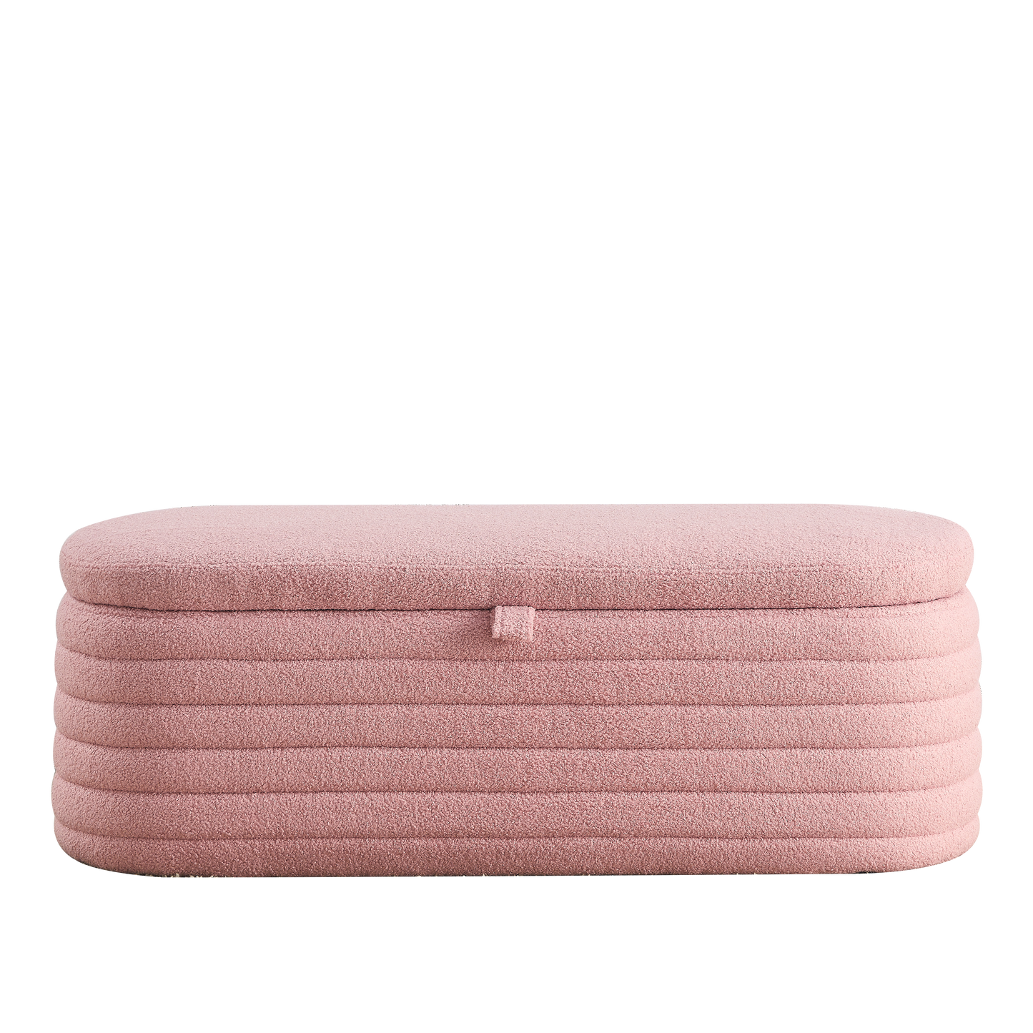 [Video] Welike Length 45.5 inchesStorage Ottoman Bench Upholstered Fabric Storage Bench End of Bed Stool with Safety Hinge for Bedroom, Living Room, Entryway, pink teddy.