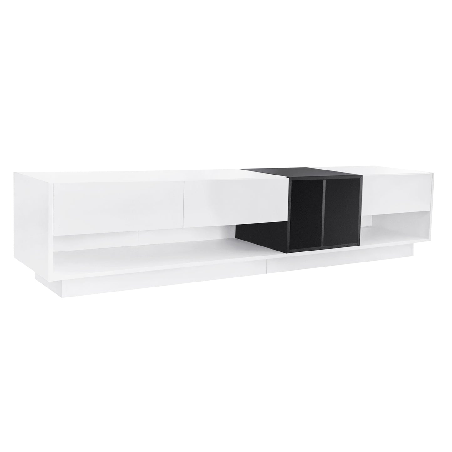 Elegant Two-Tone Media Console with Versatile Storage Solution for Living Room