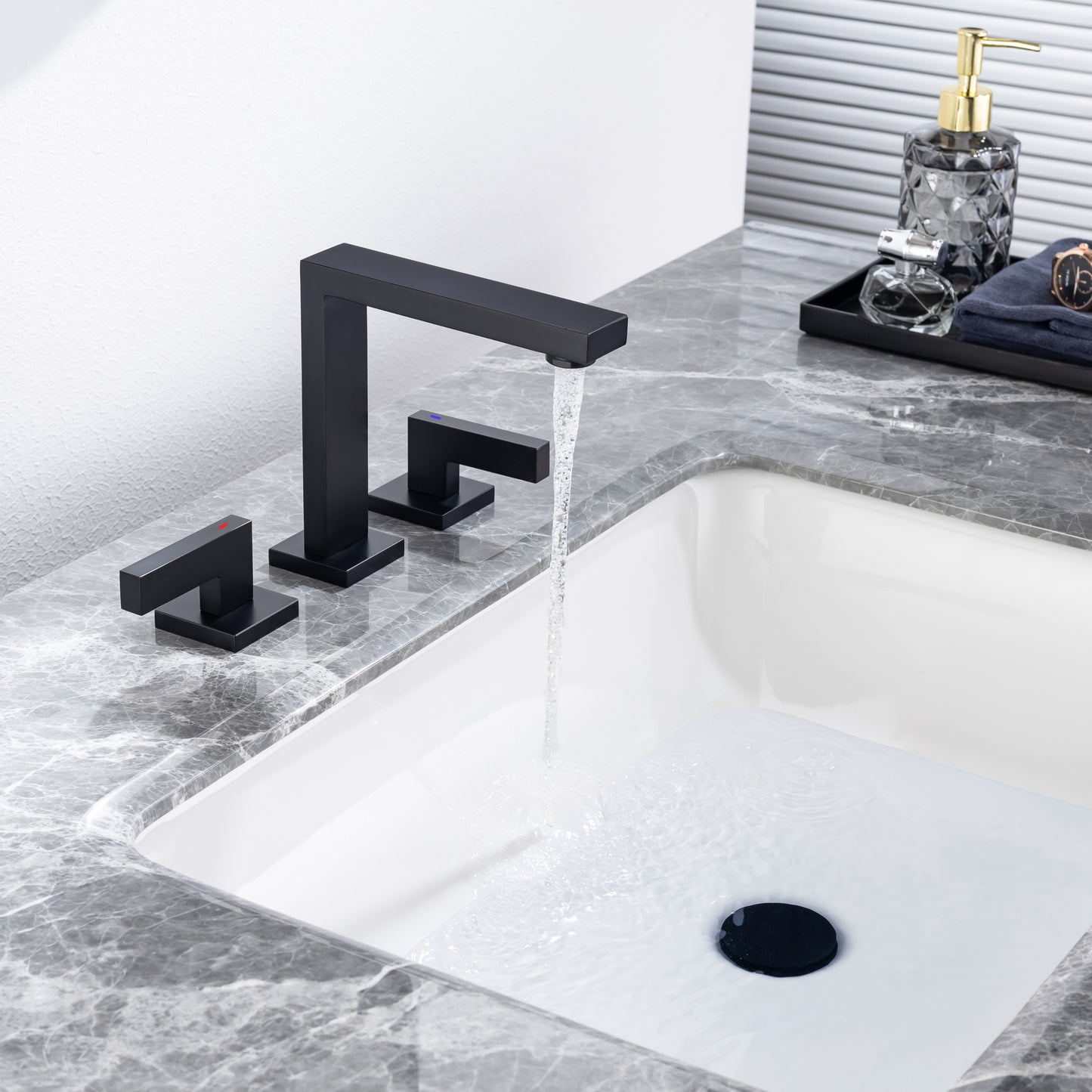 8 inch Matte Black Widespread Bathroom Faucet with 2 Handles