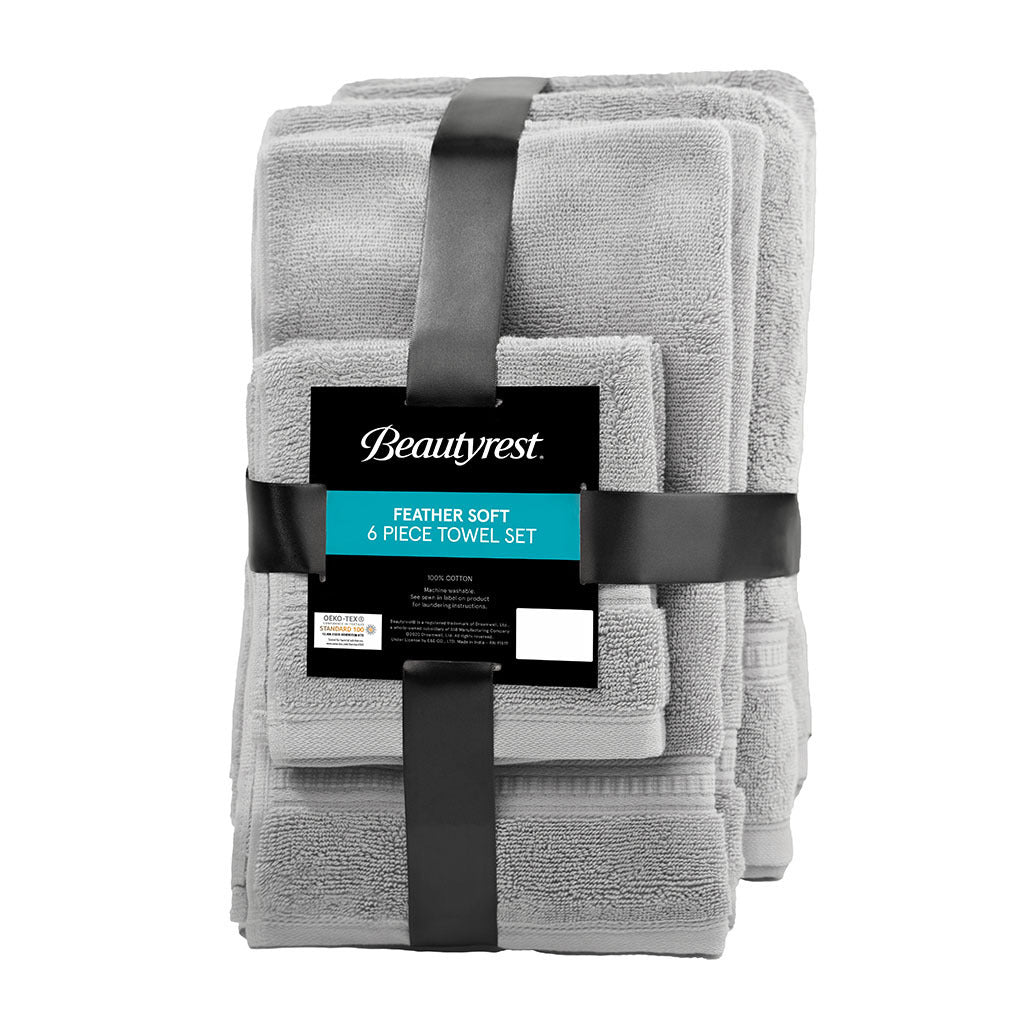 Luxurious 6-Piece Cotton Towel Set with Silvadur Antimicrobial Technology