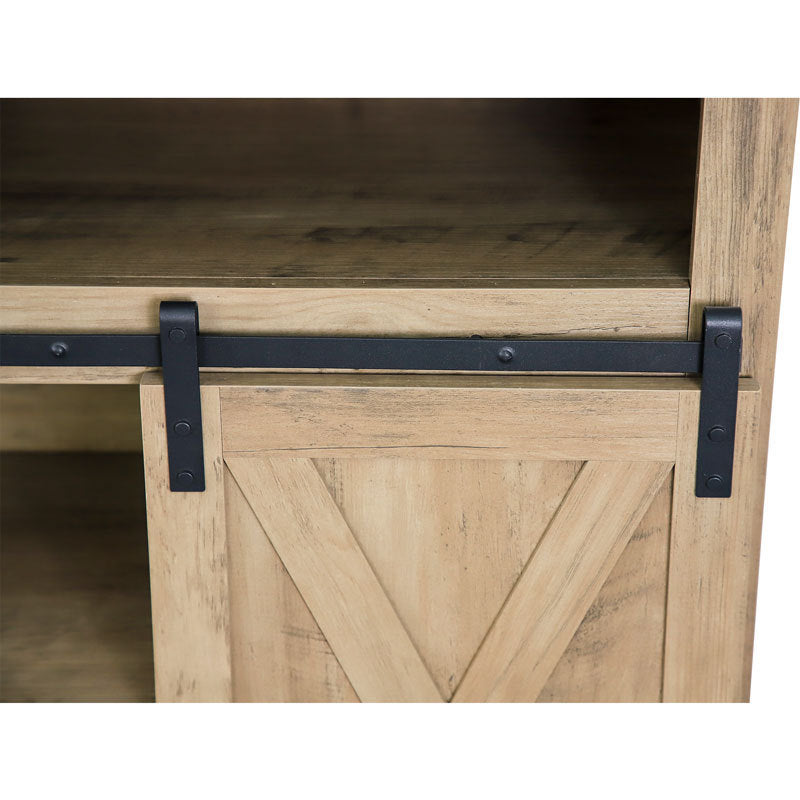 Rustic Sliding Barn Door TV Stand with Storage Cabinet for Farmhouse Chic Requirements