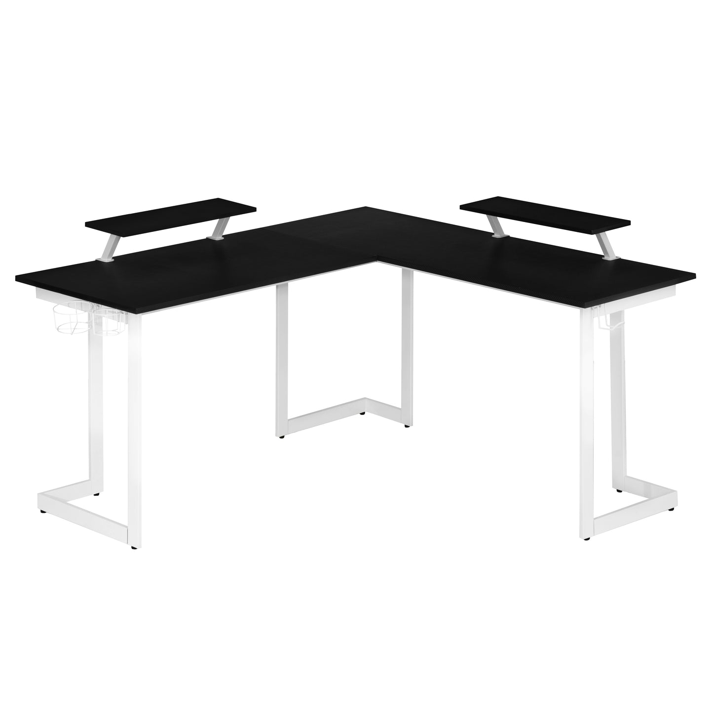 Techni Sport Warrior White L-Shaped Gaming Desk with Storage