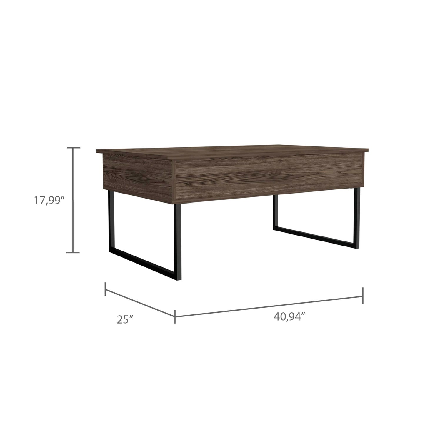 Trumbel Rectangle Lift Top Coffee Table in Dark Walnut with Concealed Storage