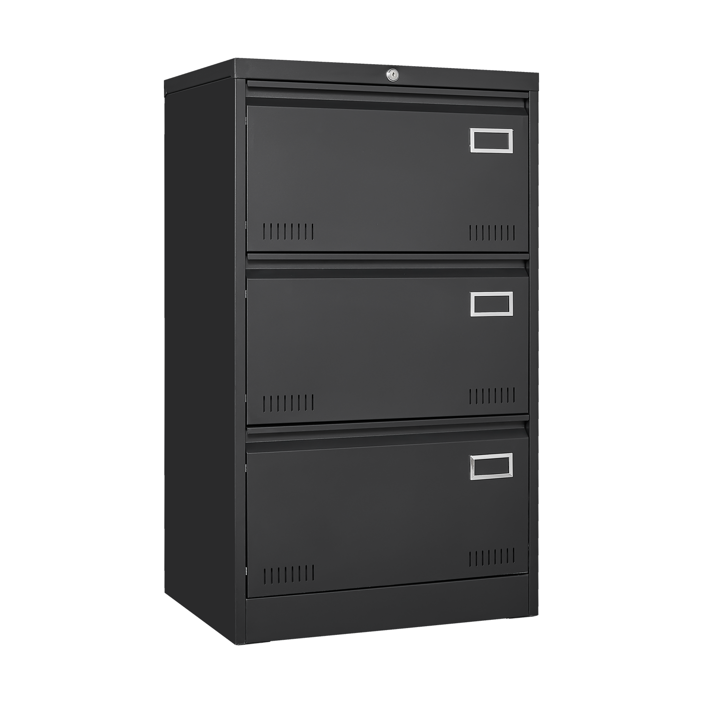 3-Drawer Black Metal Lateral File Cabinet with Lock for Home Office