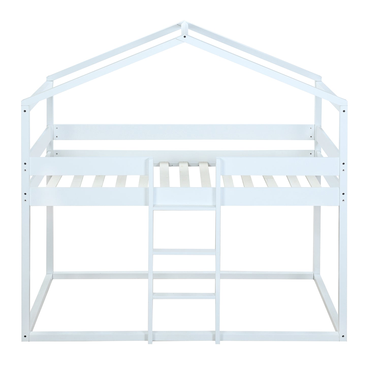 White House-Shaped Twin Over Twin Bunk Bed with Playhouse Tent