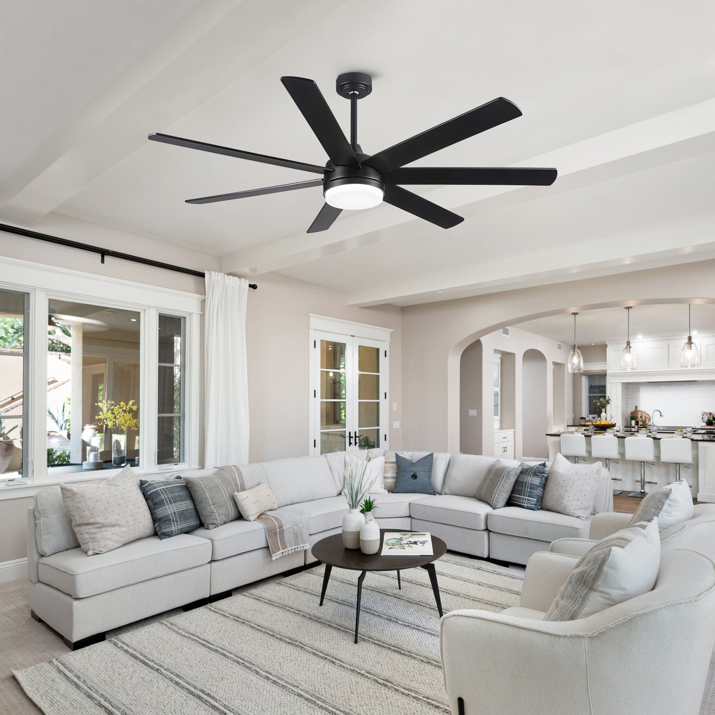 Rustic 72-Inch Ceiling Fan with Adjustable Plywood Blades for Dining Room