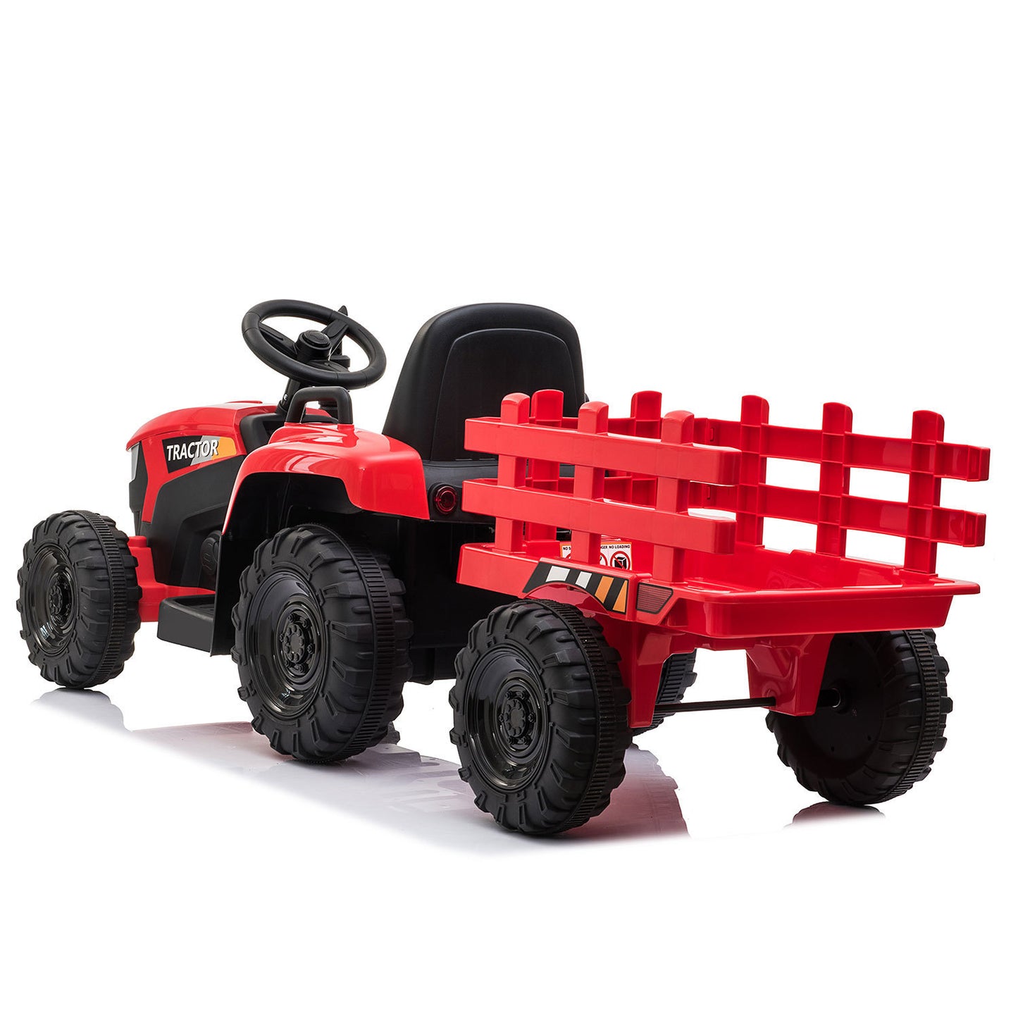 Red 12V Kids Ride-On Tractor with Removable Trailer and Music