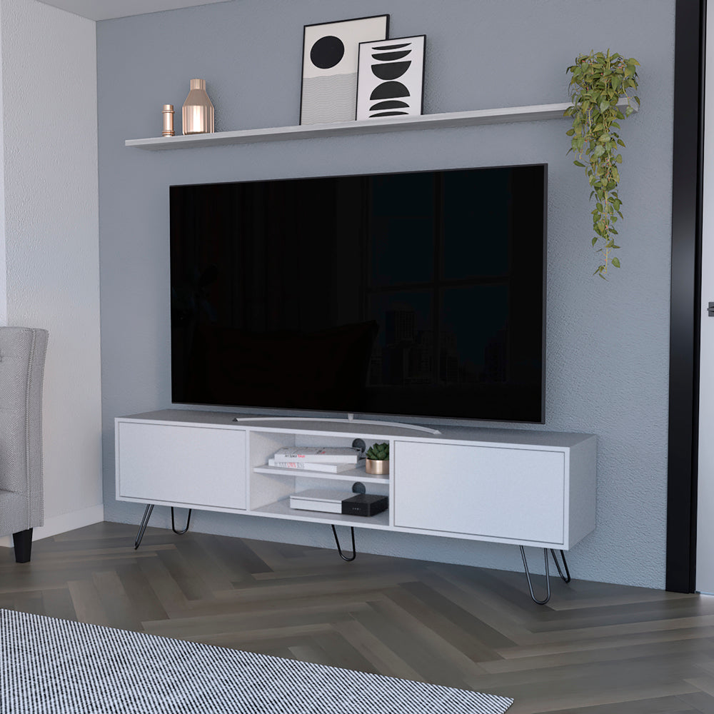 Elevate Your Living Room with the Stylish Franklin White TV Stand with Ample Storage Options