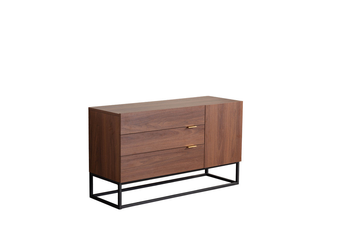 Walnut Brown Wood TV Stand with Drawer and Cabinet Storage