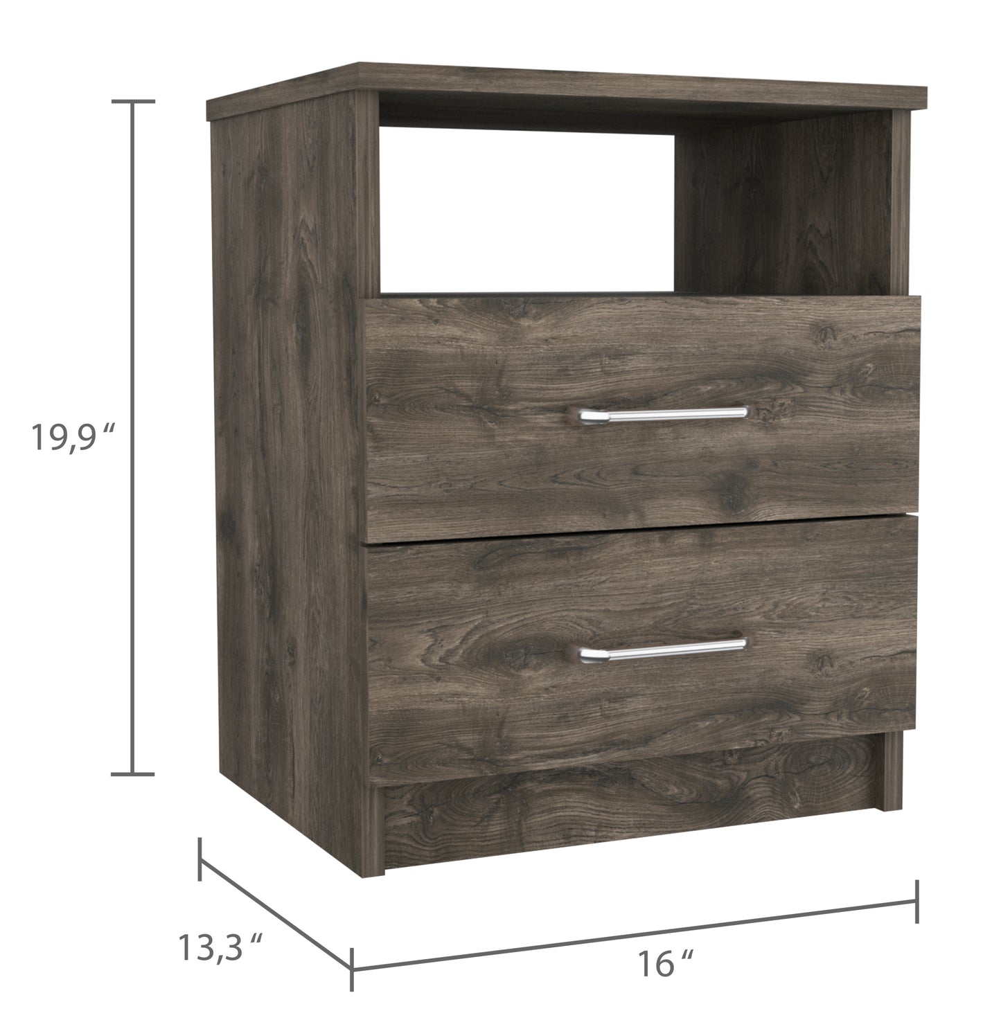 Brookeline 2-Drawer 1-Shelf Rectangle Nightstand Dark Brown