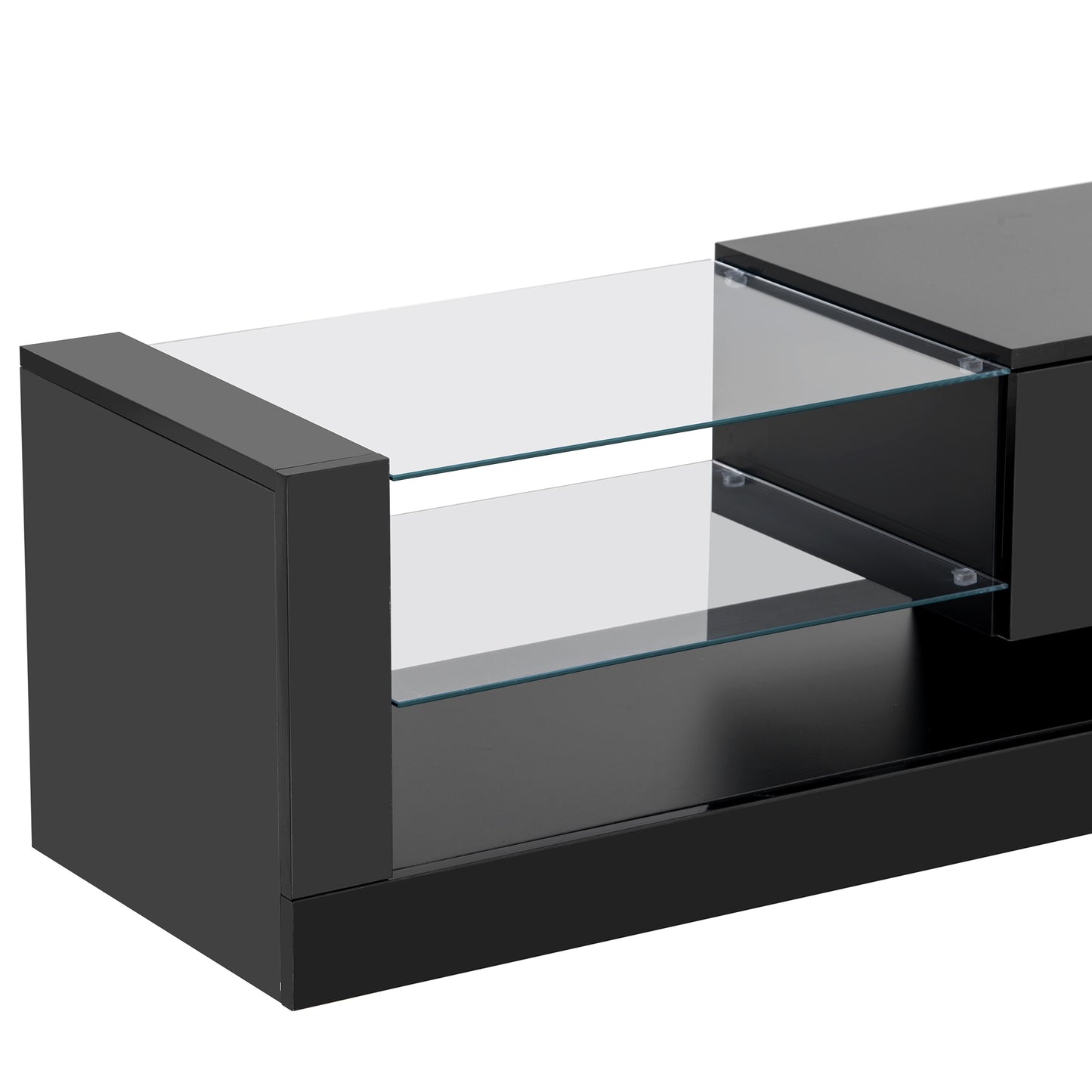 Sleek Black TV Stand with Multi-Colored RGB LED Lighting and Spacious Storage