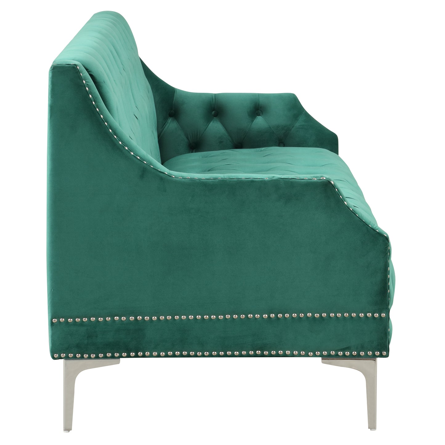 78-Inch Modern Dutch Plush Upholstered Green Sofa with Metal Legs