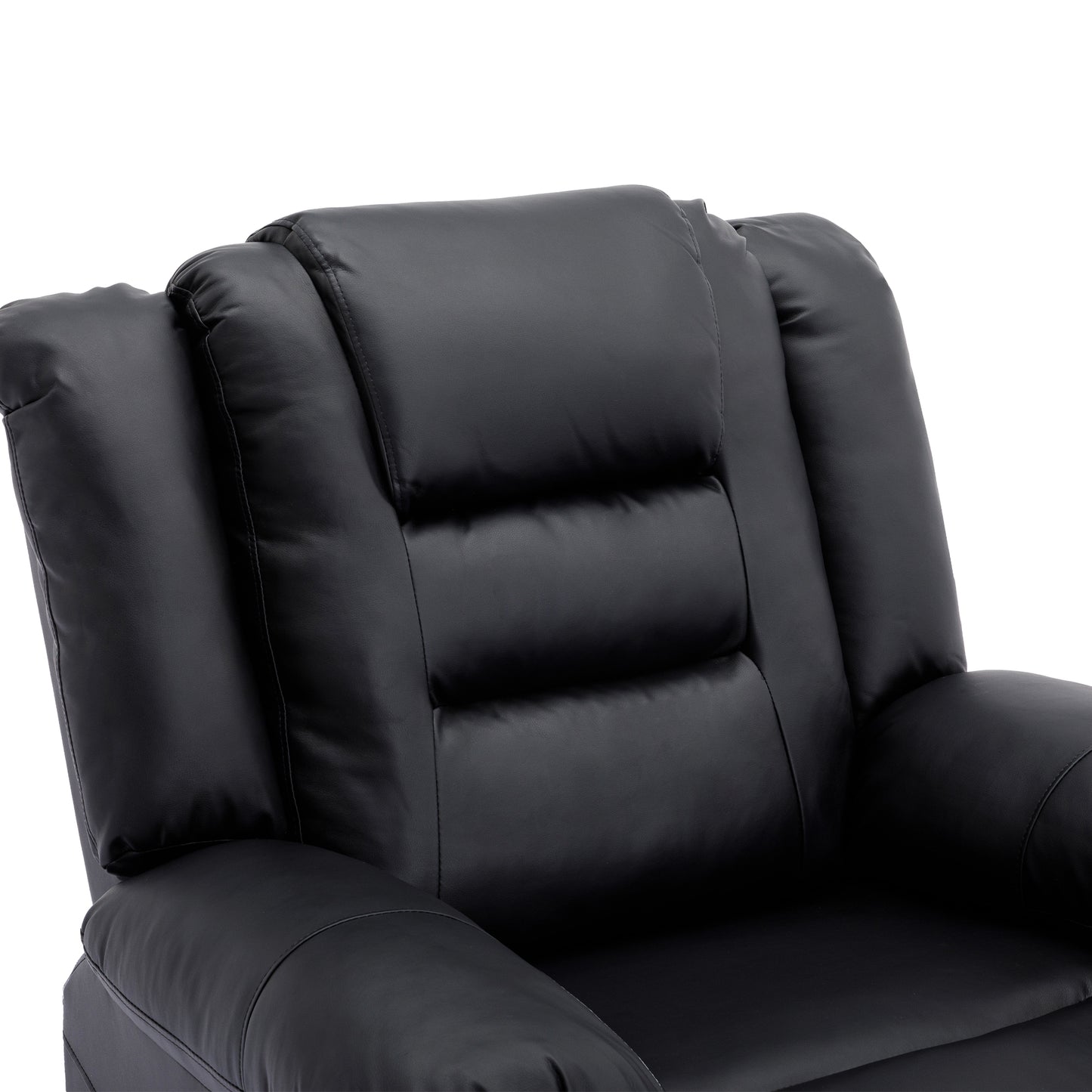 Swiveling Rocker Recliner Chair with Leather Upholstery, Black