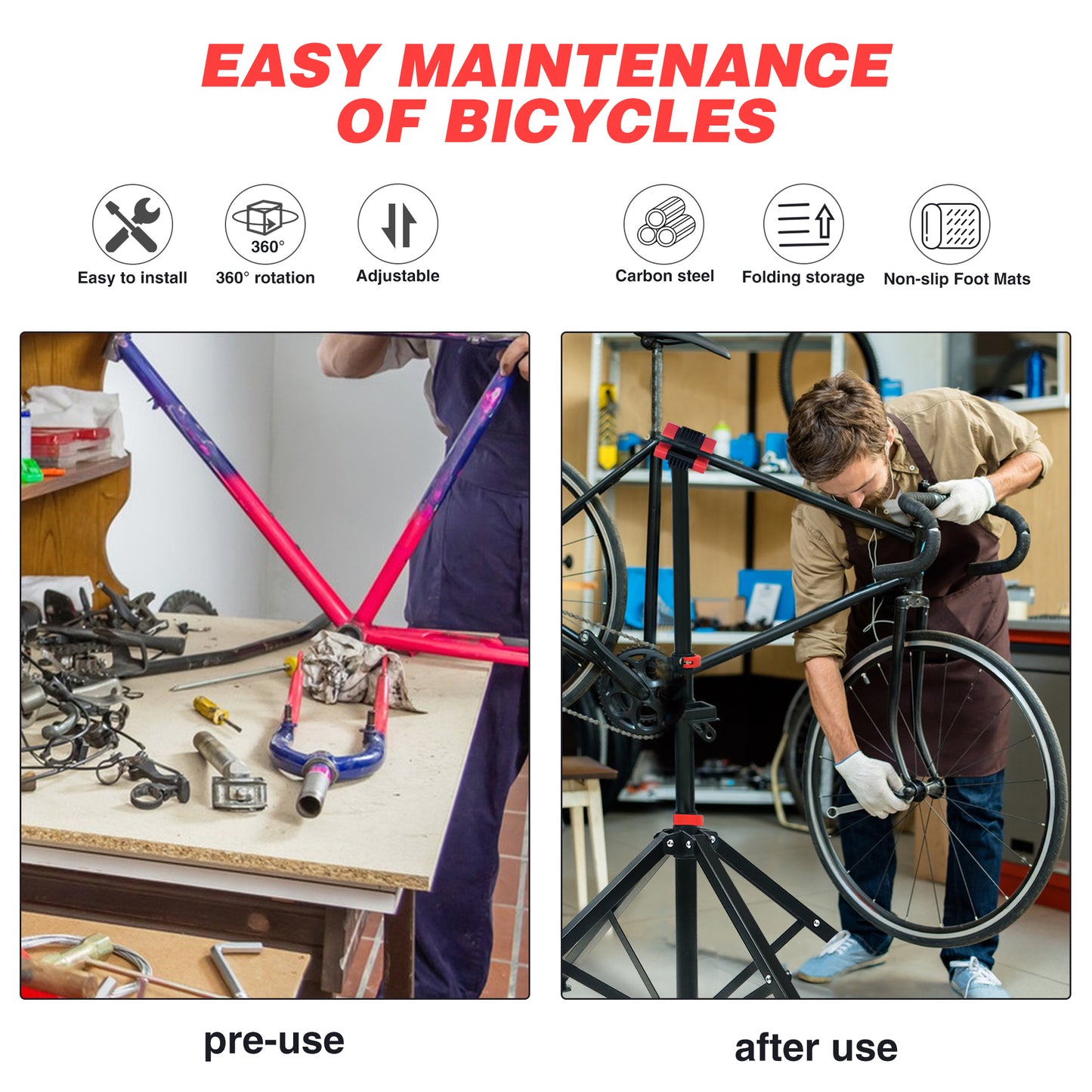 Multi Purpose Tool Tray with Magnetic Compartment,Home Mechanic Repair Bicycle Stand