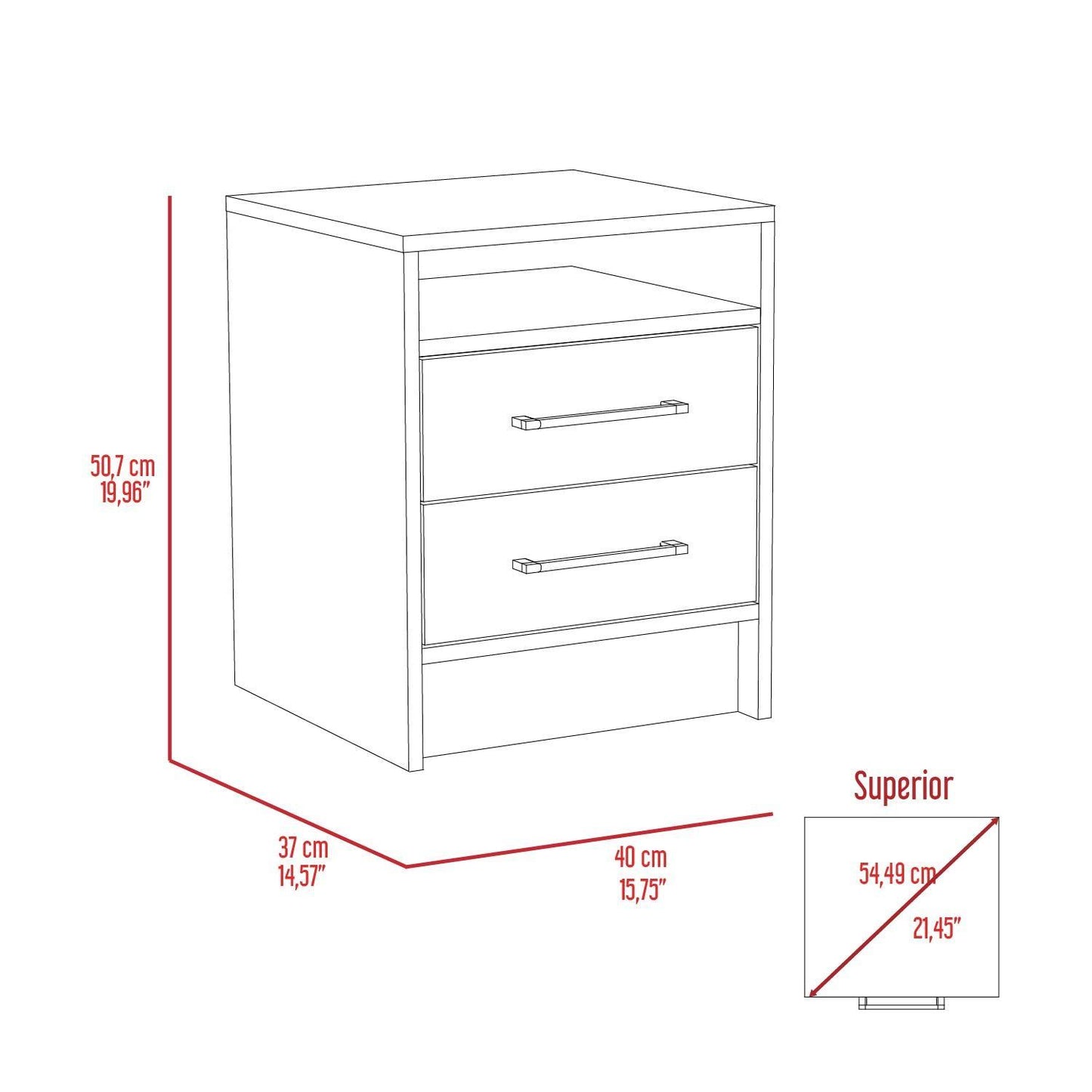 Rowley 2-Drawer 1-Shelf Rectangle Nightstand Light Oak