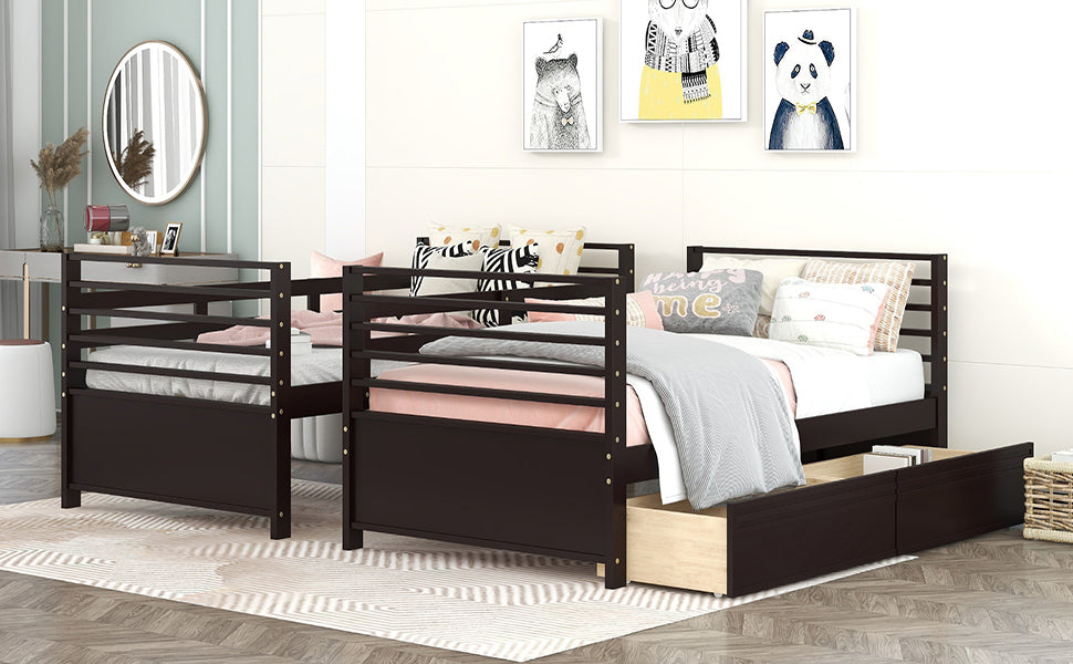 Espresso Twin Bunk Bed with Storage Drawers for Space Optimization