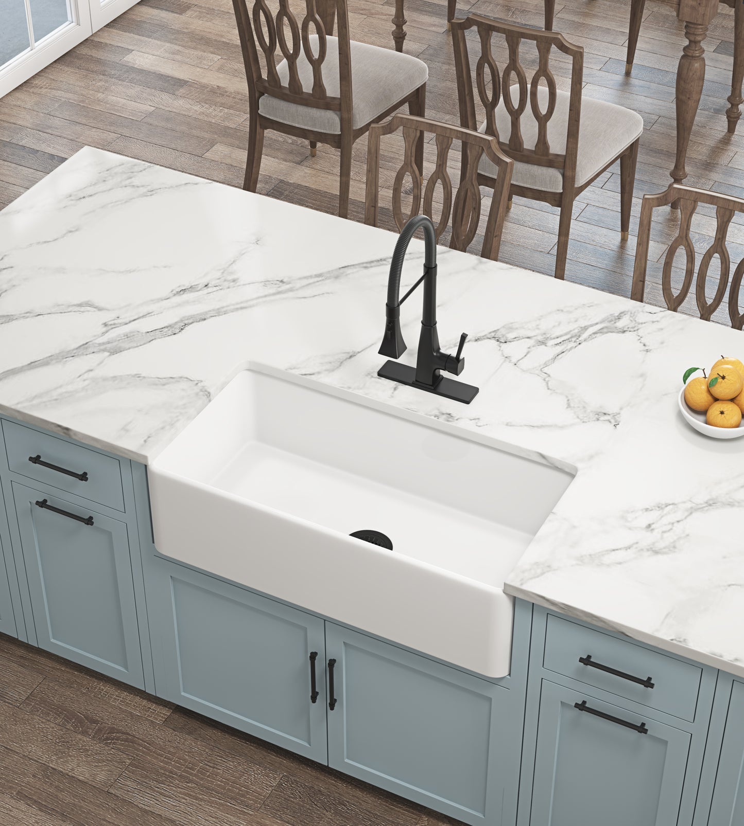 Deep White Ceramic Farmhouse Kitchen Sink