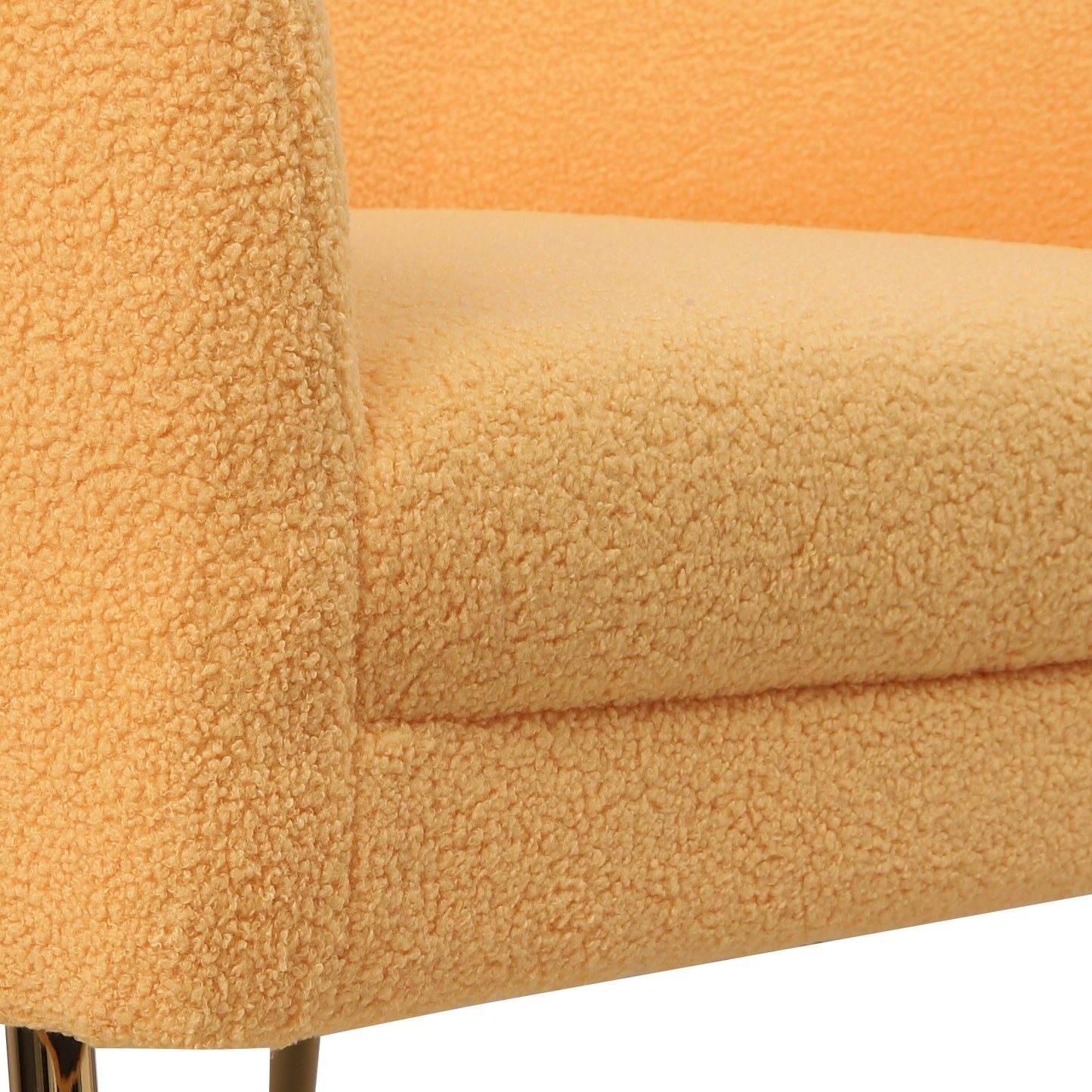 Accent Chair with Ottoman/Gold Legs, Modern Accent Chair for Living Room, Bedroom or Reception Room,Teddy Short Plush Particle Velvet Armchair with Ottoman for Living Room