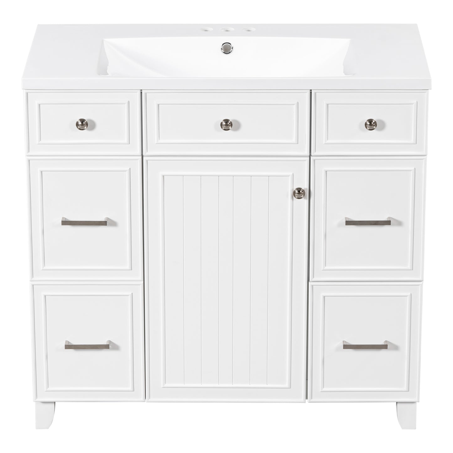 36" Bathroom Vanity Cabinet with Sink Top Combo Set,White,Single Sink,Shaker Cabinet with Soft Closing Door and Drawer