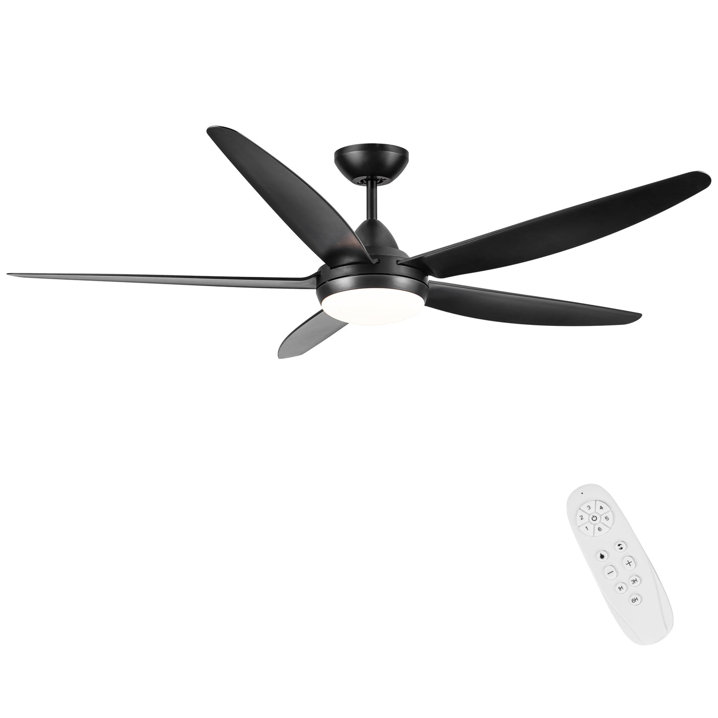 56-Inch Integrated LED Black ABS Blade Ceiling Fan with Lighting