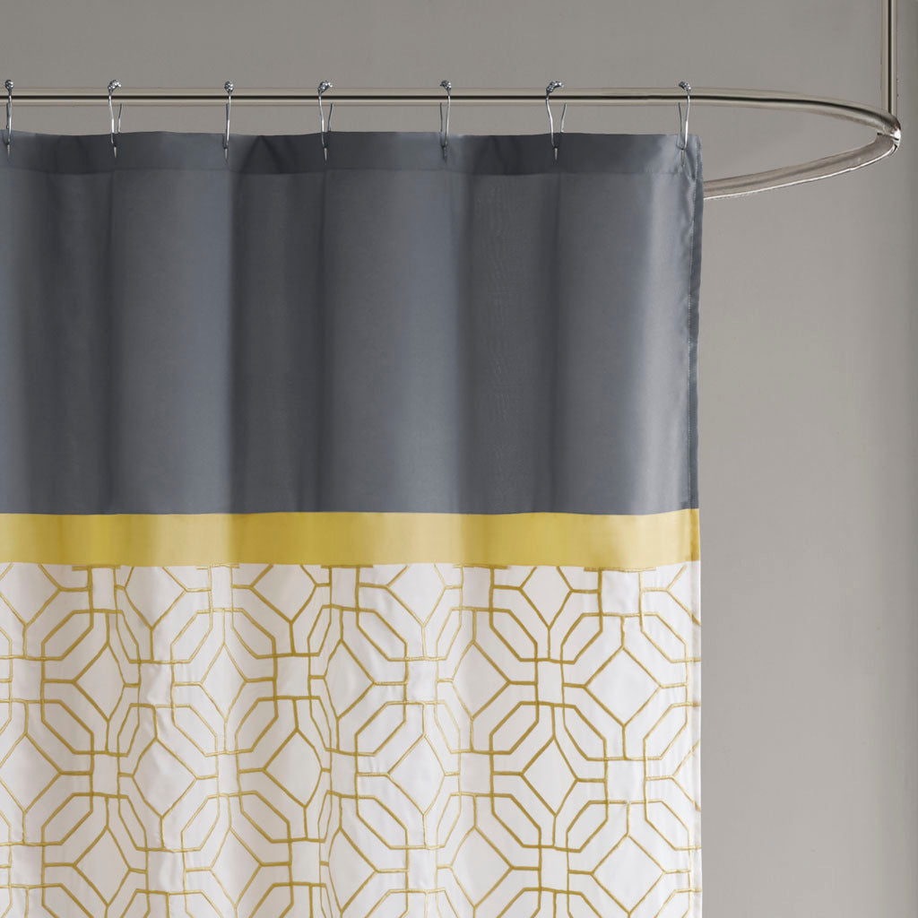 Stylish Grey and Mustard Geometric Shower Curtain