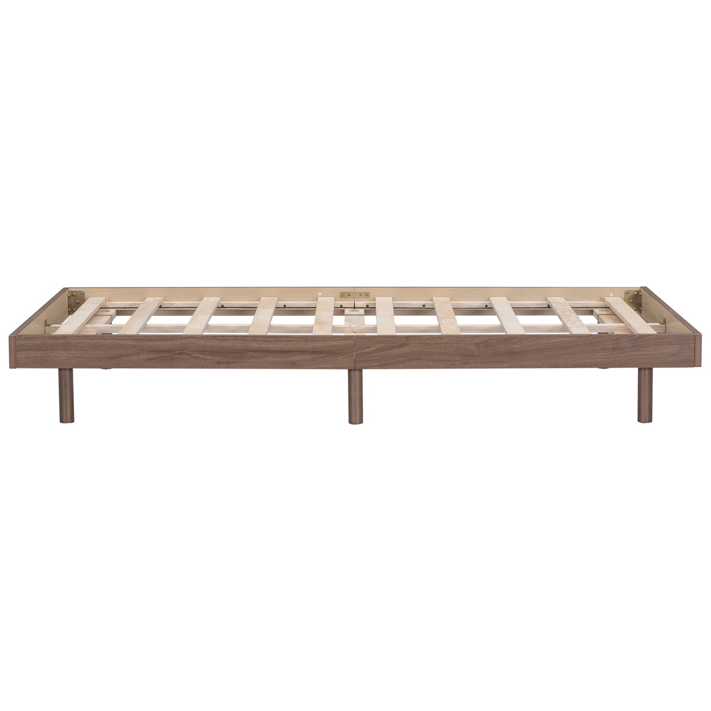 Modern Design Twin Size Floating Platform Bed Frame for Walnut Color