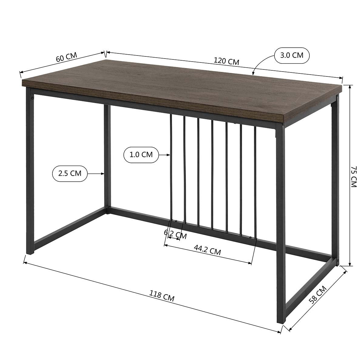 Flexible Layout Modern Walnut and Black Computer Desk