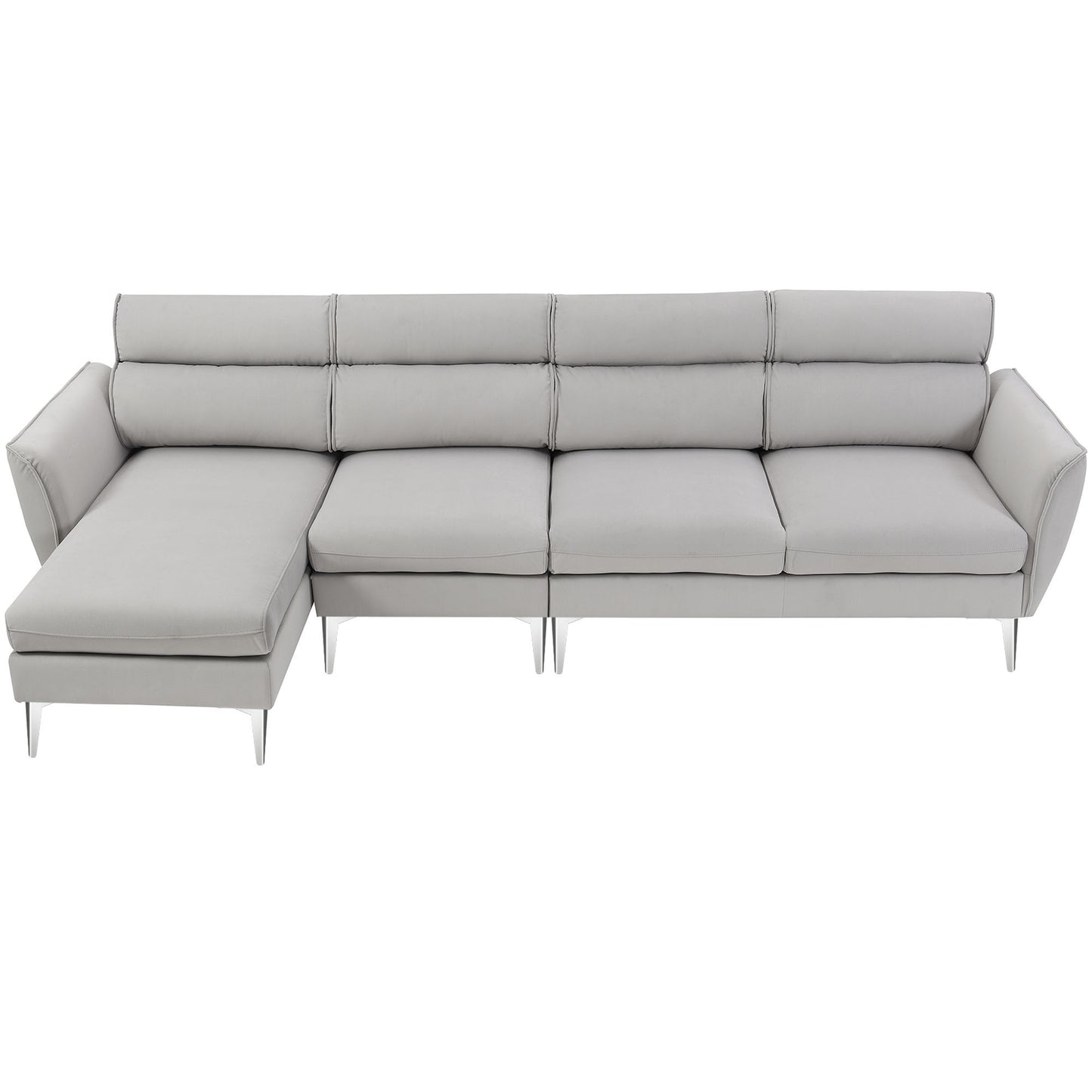 Convertible L-Shape Sectional Sofa with Chaise and Flannel Upholstery