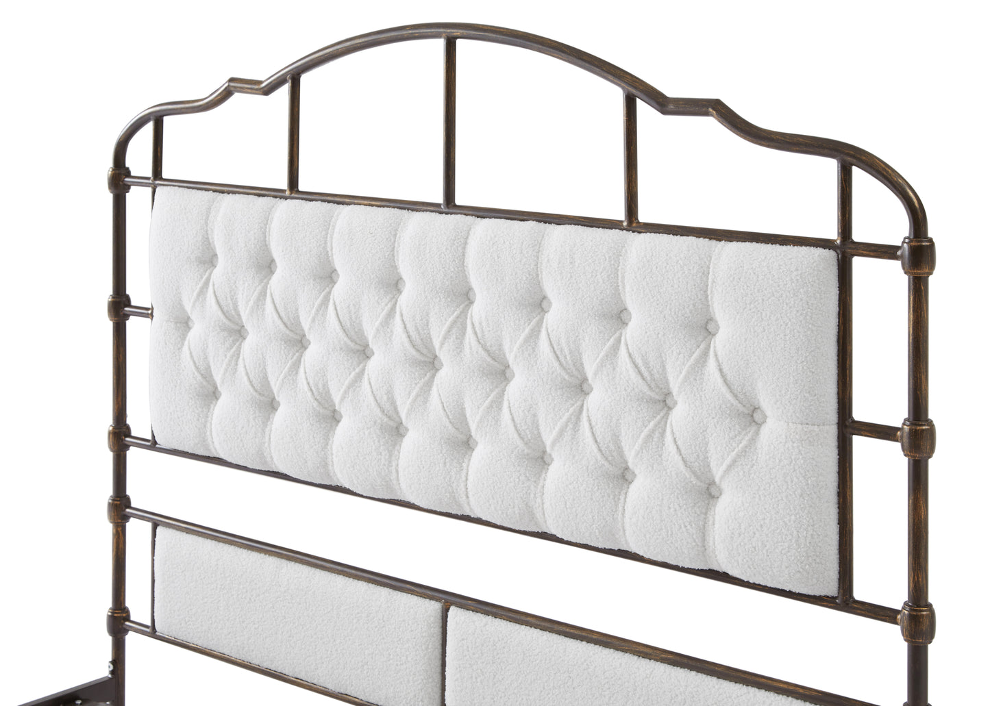 Queen size High Boad Metal bed with soft head and tail, no spring, easy to assemble, no noise