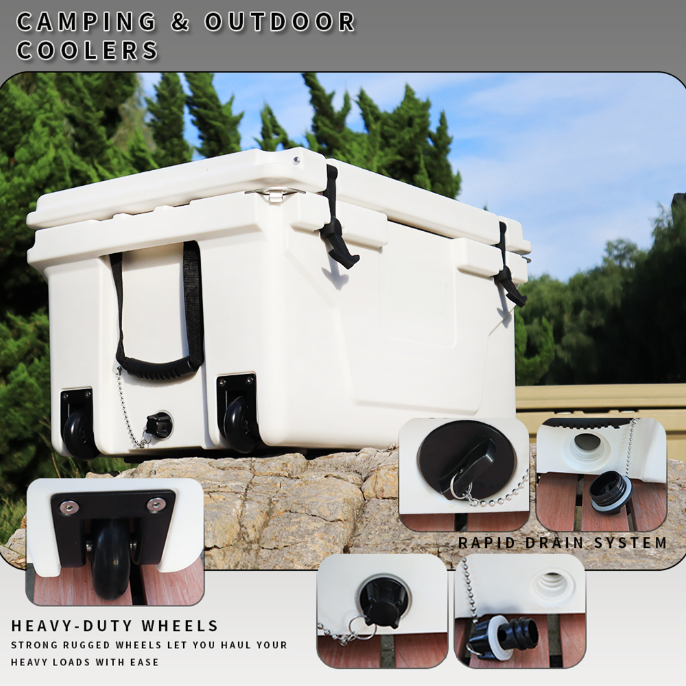 Portable White Outdoor Camping Picnic Fishing Cooler Box 65QT