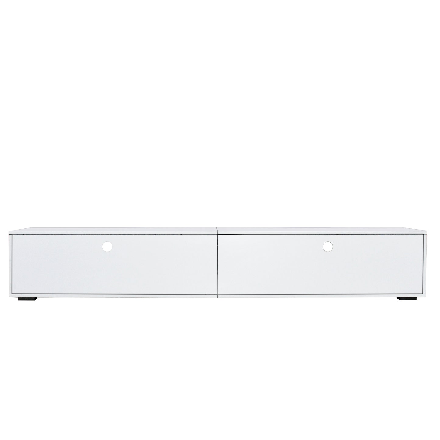 White TV Console with Large Drawers and LED Lights, 90 Inch TV Stand for Living Room