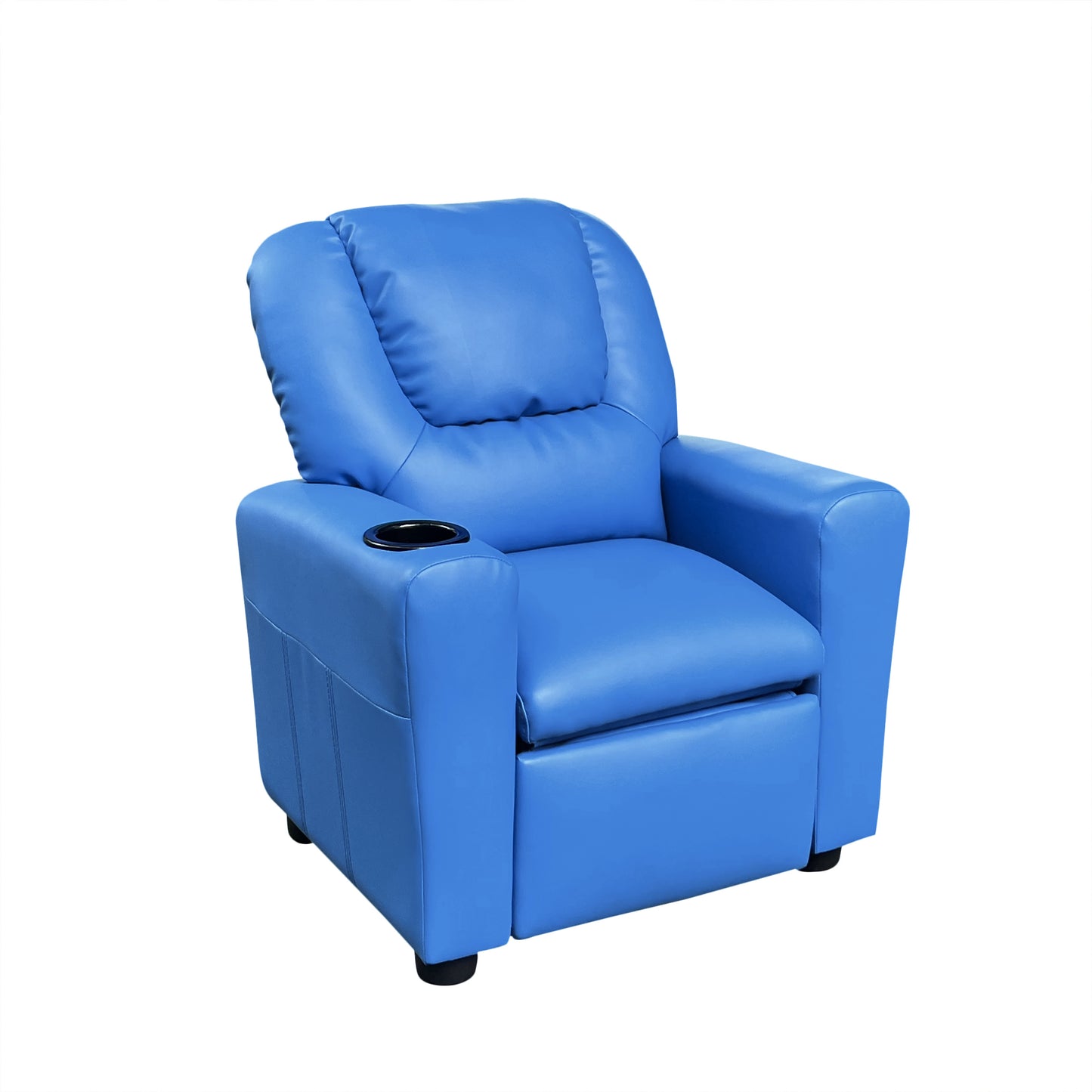 Blue Marisa PU Leather Kids Recliner Chair with Cupholder