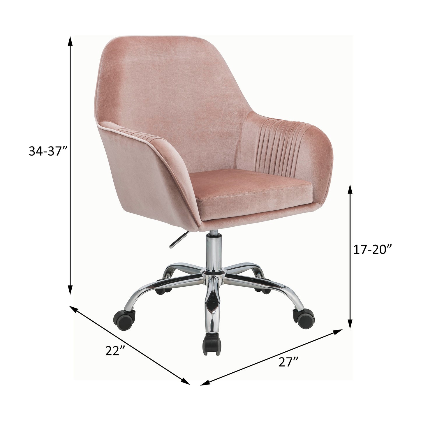 Eimer Office Chair in Peach Velvet & Chrome 92504