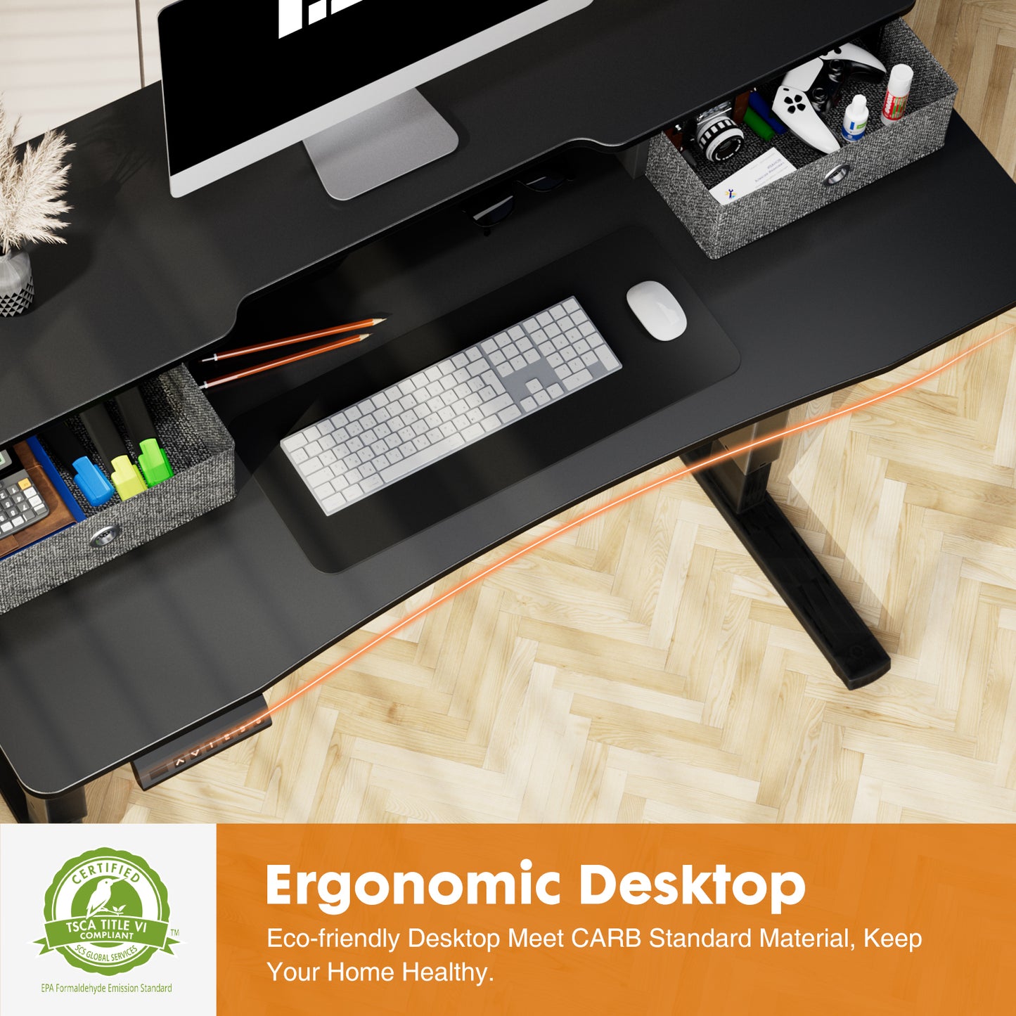 Ergonomic Electric Sit-Stand Desk with Storage and Double Drawers by Sweetcrispy