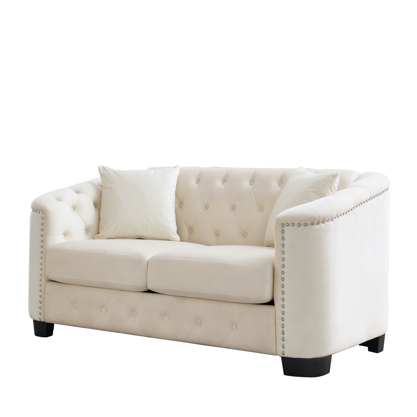 Luxurious Velvet Beige 3-Seater and 2-Seater Combination Sofa