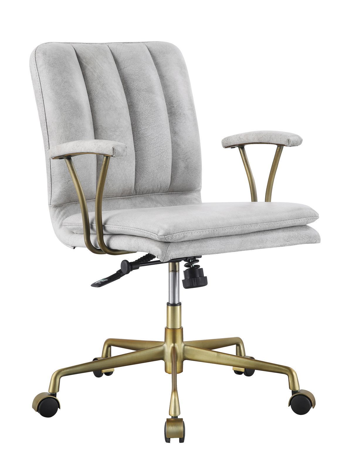 Damir Office Chair, Vintage White Top Grain Leather & Gold 92422