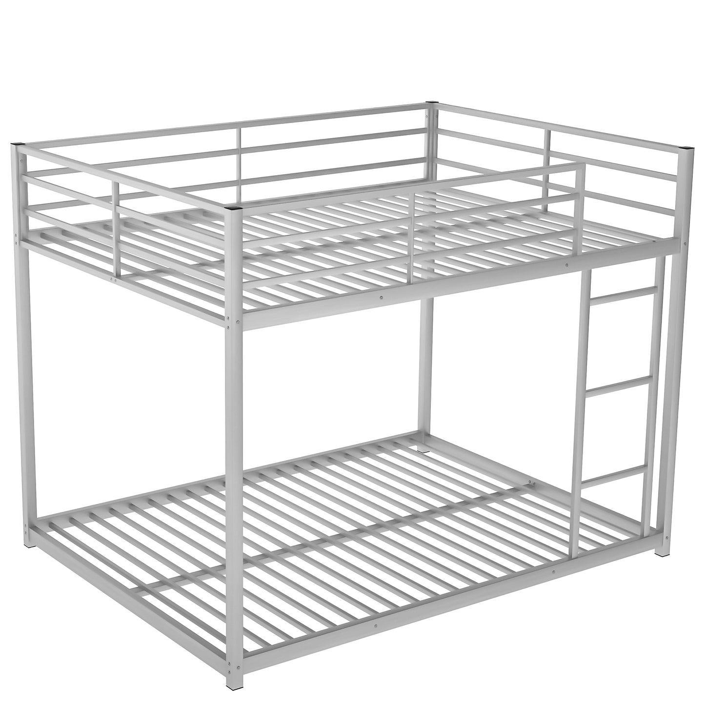 Silver Full over Full Metal Bunk Bed with Low Design and Sturdy Frame