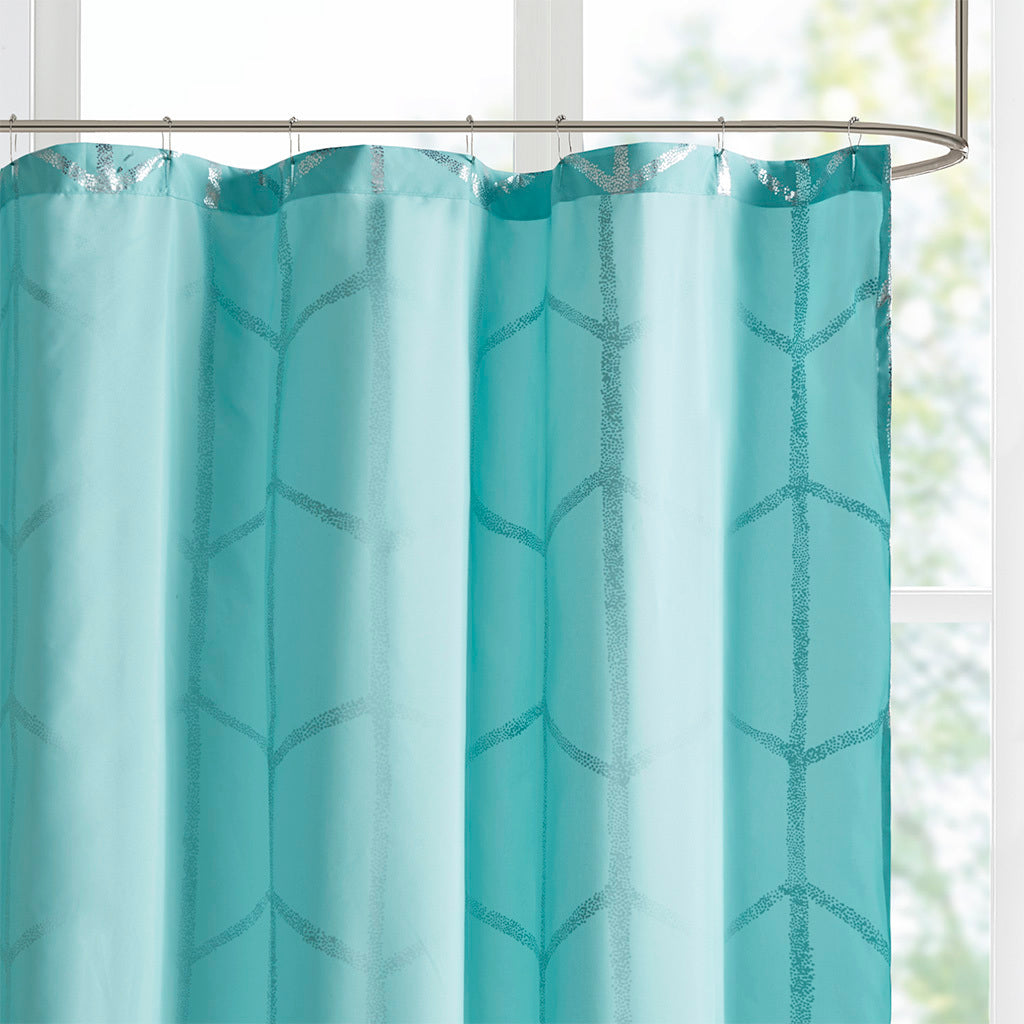 Metallic Geometric Print Shower Curtain