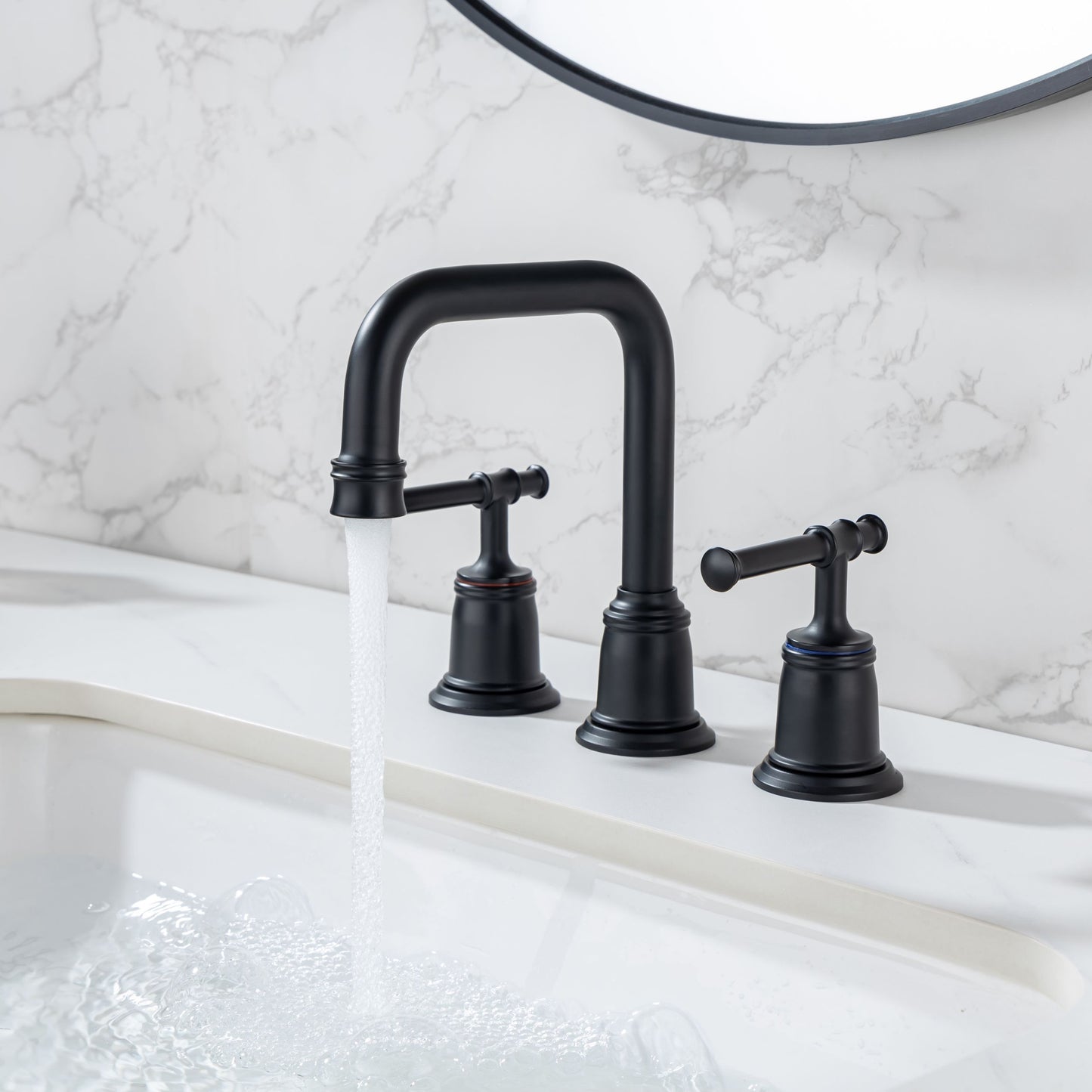 Durable Matte Black Bathroom Faucet Set With Drain Assembly