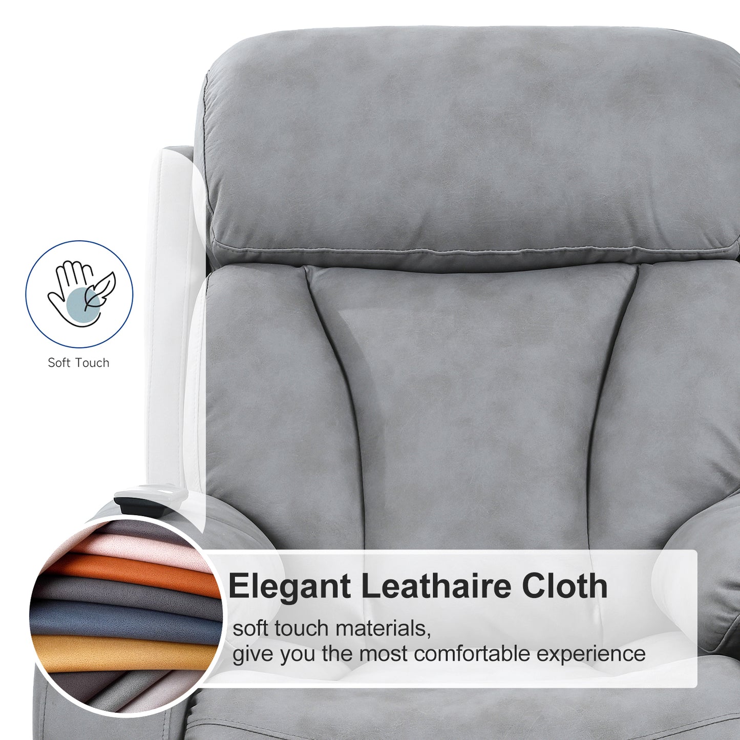 Elderly-Friendly Light Gray Electric Power Lift Recliner Chair