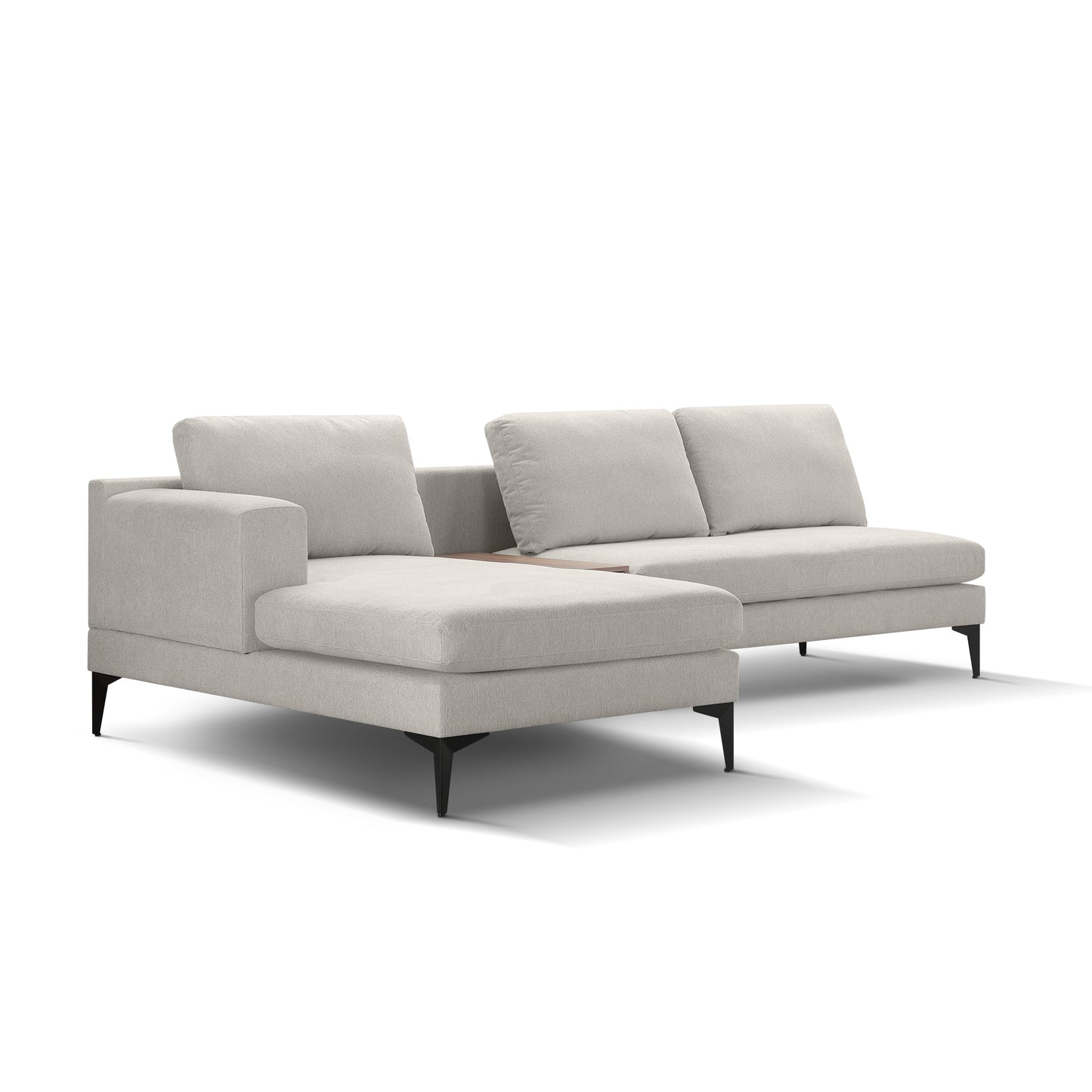 L Shape Modern Sectional L Shape Couch Sofa with Reversible Chaise and Armless 2 Seater Loveseat , 2 Piece Free Combination Sectional Couch with Left or Right Arm Facing Chaise, Texture Champange