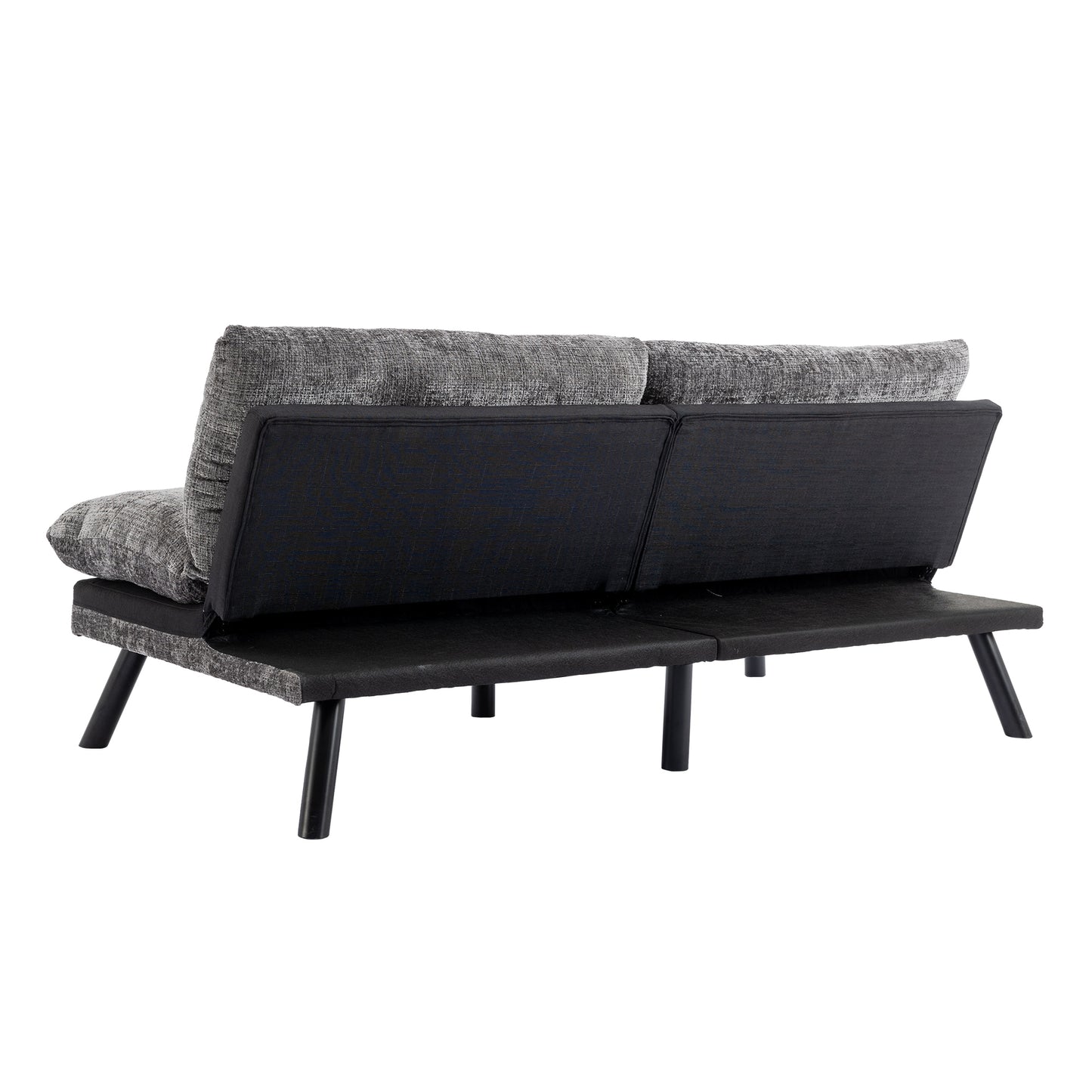 Convertible Sofa Bed  Loveseat Futon Bed Breathable Adjustable Lounge Couch with Metal Legs,Futon Sets for Compact Living Space  Chenille-Grey