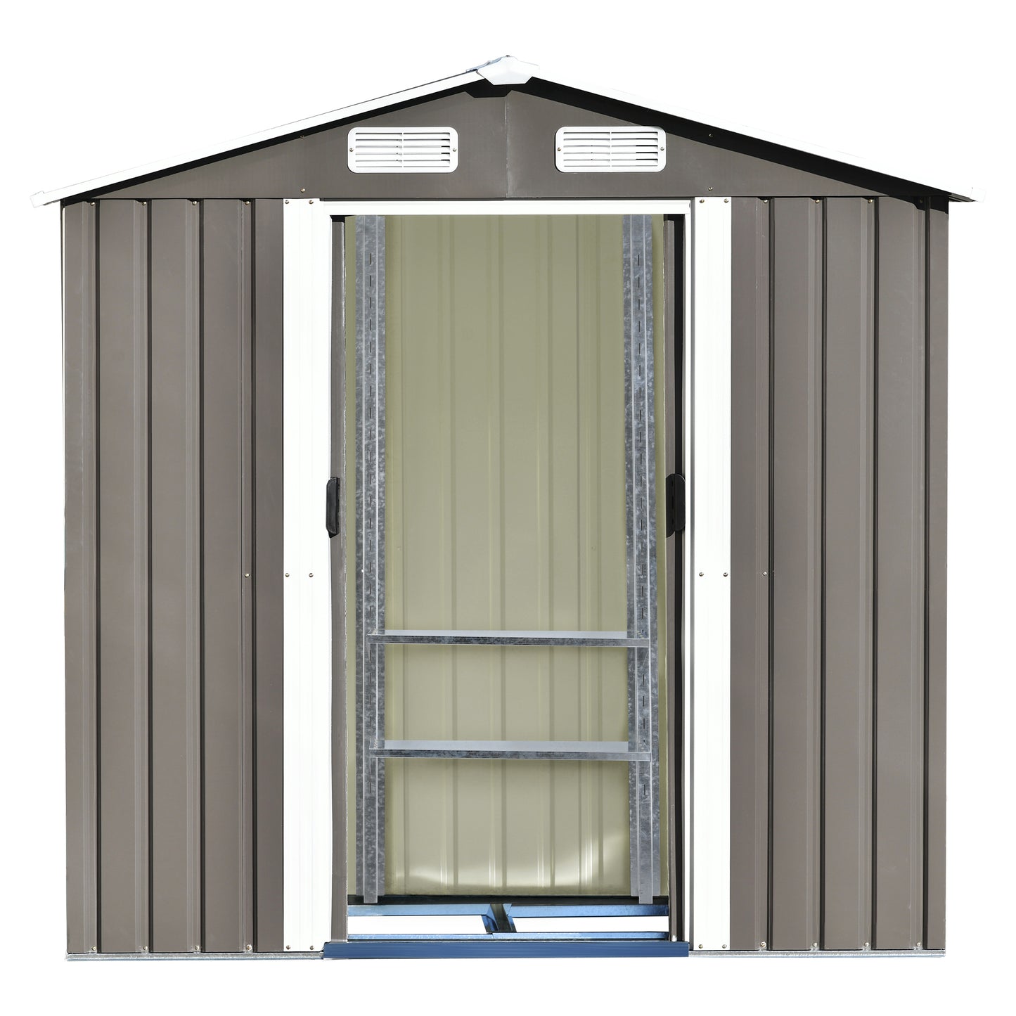 Patio 6ft x4ft Bike Shed Garden Shed, Metal Storage Shed with Adjustable Shelf and Lockable Door, Tool Cabinet with Vents and Foundation for Backyard, Lawn, Garden, Gray