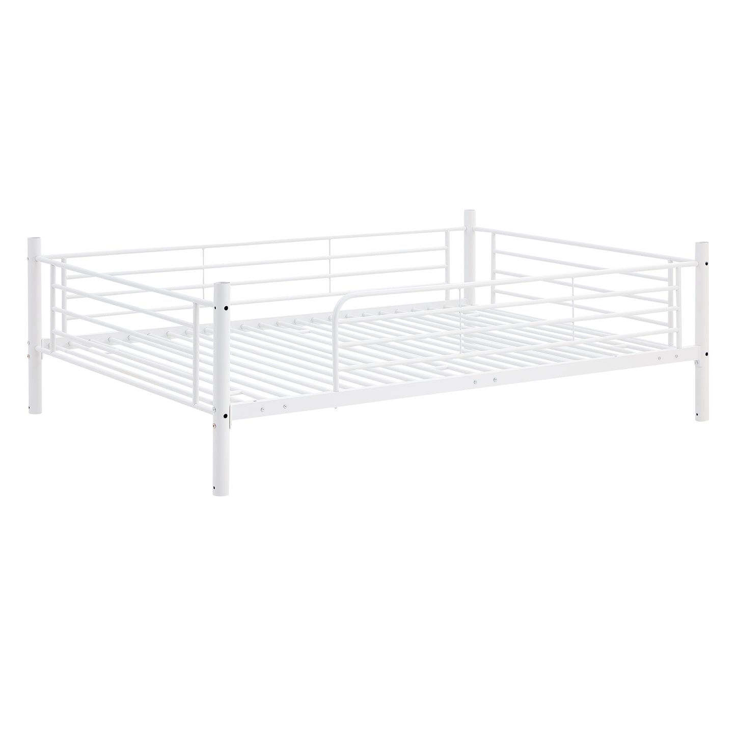 Full-Full-Full Metal  Triple Bed  with Built-in Ladder, Divided into Three Separate Beds,White