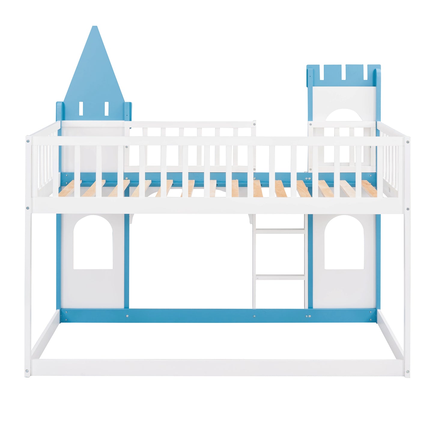 Blue Castle Bunk Bed with Ladder for Children