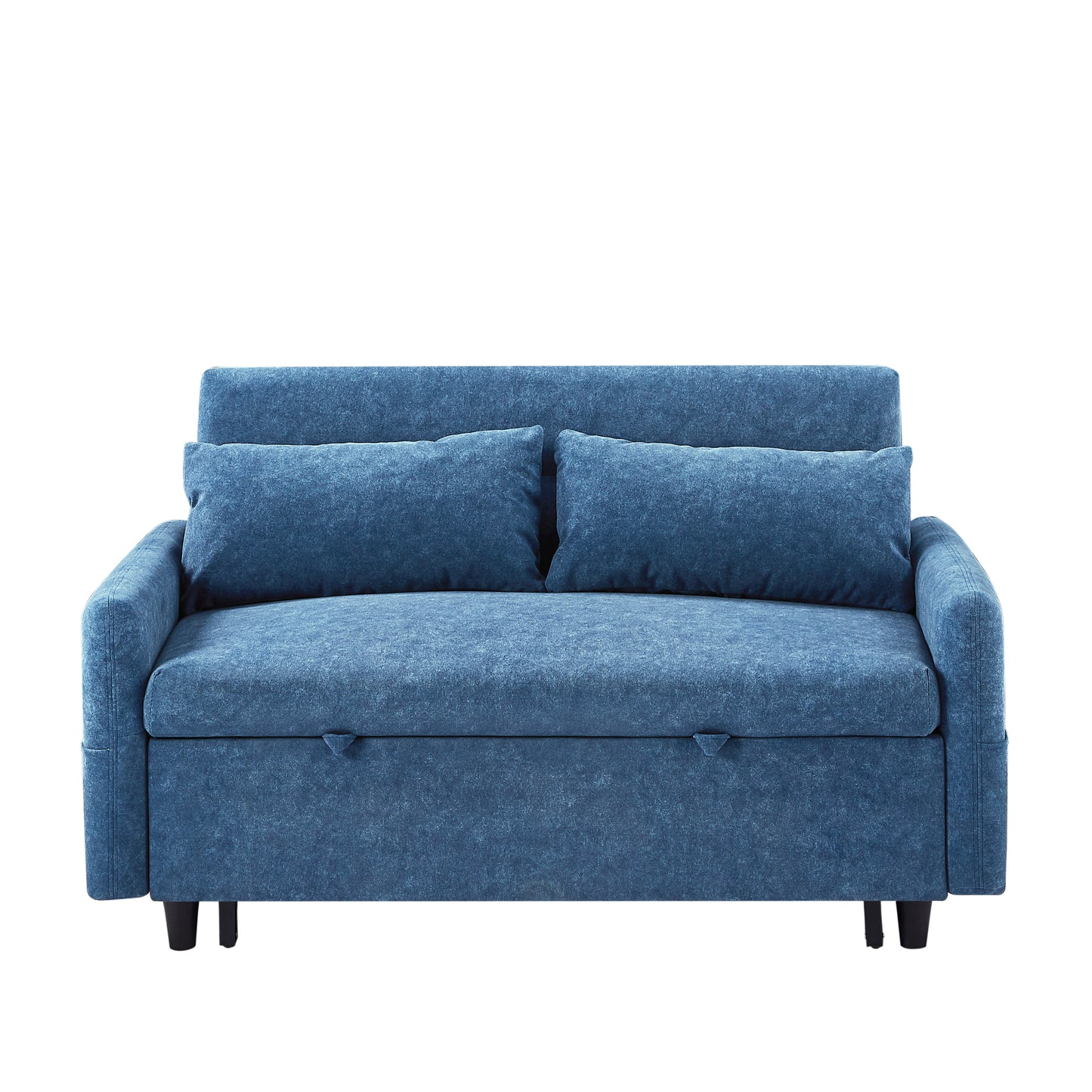 55.1 Blue Pull Out Sleeper Loveseat Sofa Bed with Adjustable Backrest and USB Ports